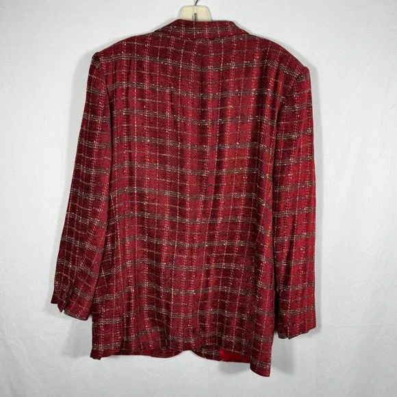 Vintage Lynn & Co Women's Red Plaid Blazer Sz 14 - Picture 3 of 4